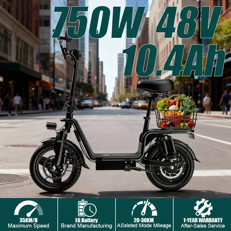 DEEPOWER C14 electric scooter can carry weight on the pedals and is equipped with a 500w motor and a waterproof lithium battery - Power Sports Electric Scooters