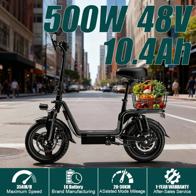 DEEPOWER C14 electric scooter can carry weight on the pedals and is equipped with a 500w motor and a waterproof lithium battery - Power Sports Electric Scooters