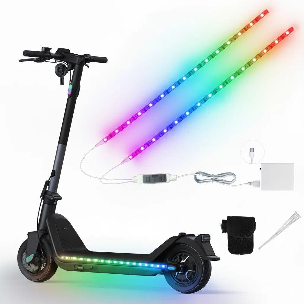 Electric Scooter LED Light Strip, USB/Battery Dual-Mode Power Supply, Universal Night Riding Warning Light, Safety Light Strip, - Power Sports Electric Scooters