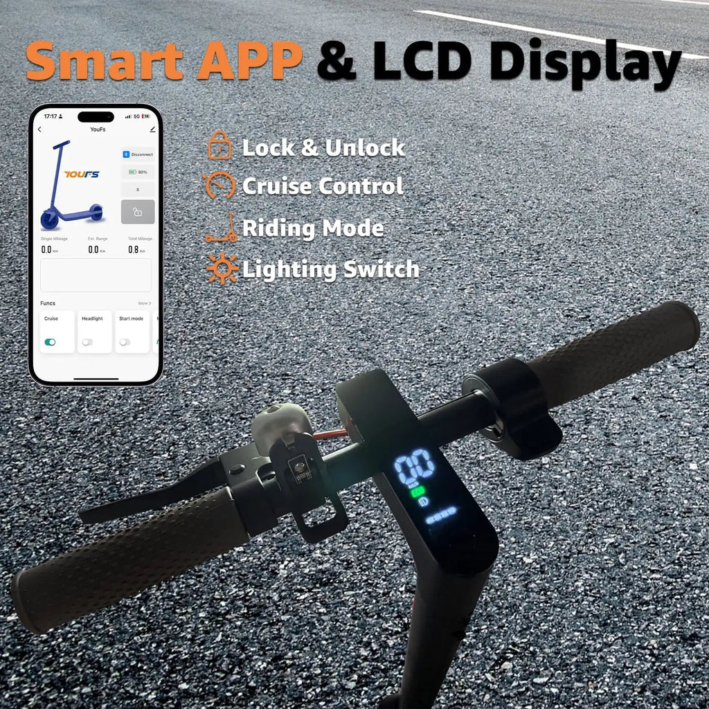 Foldable Smart Electric Scooter for Commuting 36V 500W Motor Escooter 25 Miles Long Range Smart Adult Electric Scooter for APP - Power Sports Electric Scooters