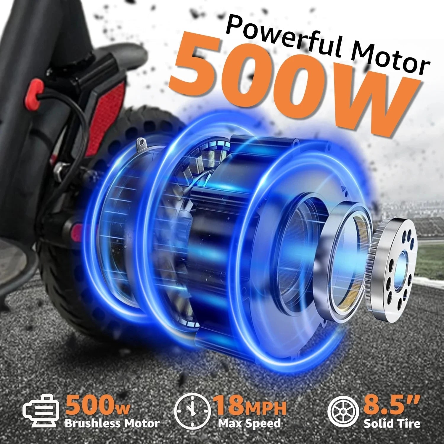 Foldable Smart Electric Scooter for Commuting 36V 500W Motor Escooter 25 Miles Long Range Smart Adult Electric Scooter for APP - Power Sports Electric Scooters