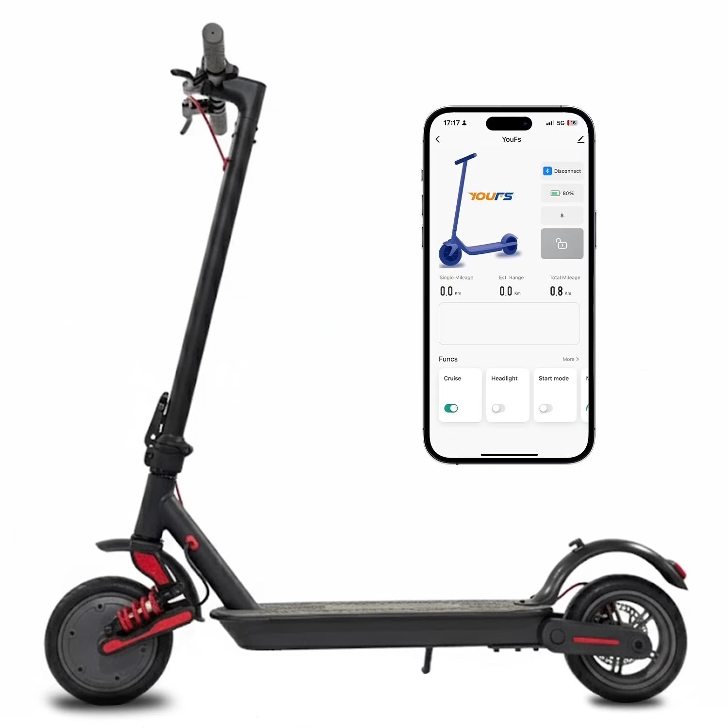 Foldable Smart Electric Scooter for Commuting 36V 500W Motor Escooter 25 Miles Long Range Smart Adult Electric Scooter for APP - Power Sports Electric Scooters