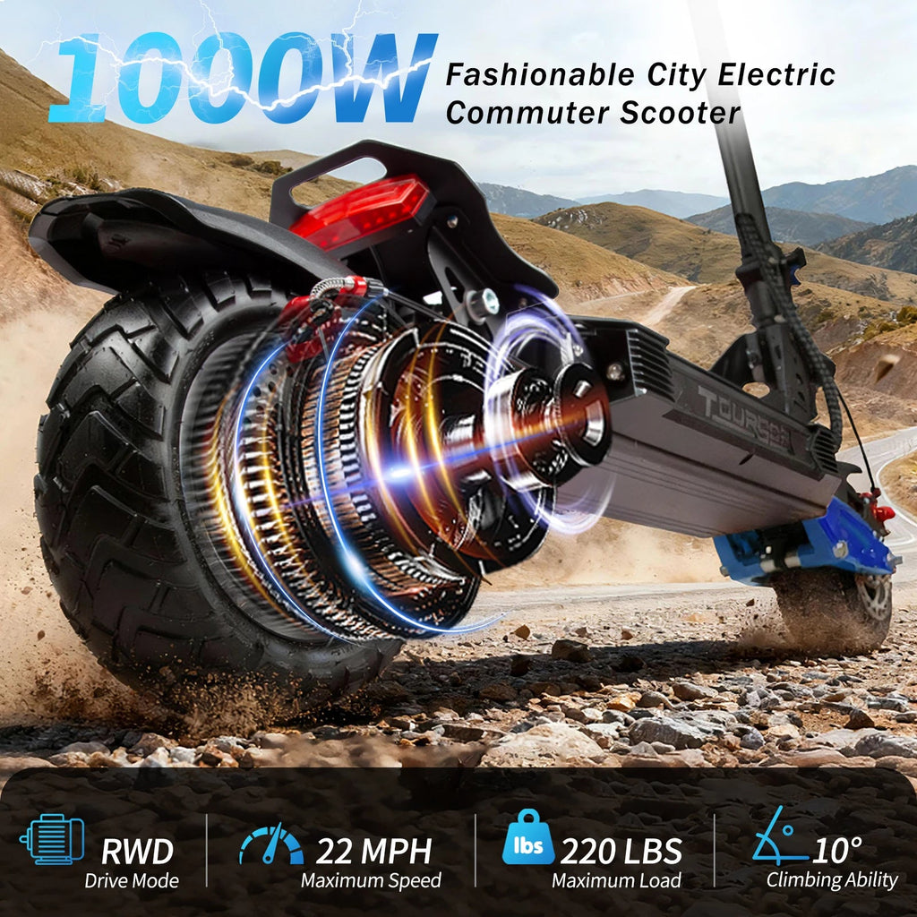 Heavy Duty X1 Electric Scooter 1000W Brushless Motor 100KG Max Load 35KM Range Dual Shock Absorption and Foldable Frame - Power Sports Electric Scooters