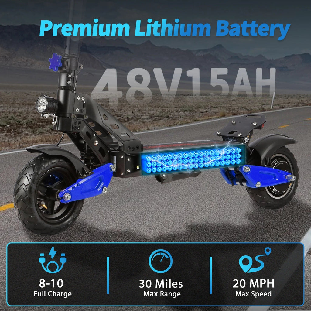 Heavy Duty X1 Electric Scooter 1000W Brushless Motor 100KG Max Load 35KM Range Dual Shock Absorption and Foldable Frame - Power Sports Electric Scooters