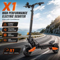 Heavy Duty X1 Electric Scooter 1000W Brushless Motor 100KG Max Load 35KM Range Dual Shock Absorption and Foldable Frame - Power Sports Electric Scooters