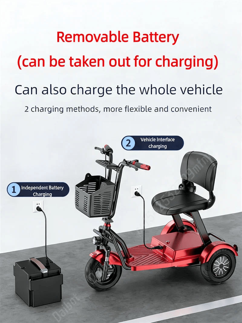 Lightweight Mobility Scooter Tricycle Foldable For Elders With Removable Battery/Anti Theft Family Electric Scooter For Seniors - Power Sports Electric Scooters